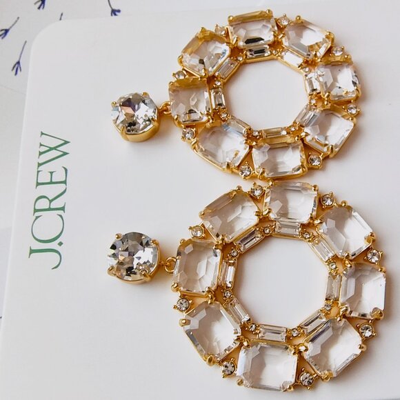 NWT J.CREW Faceted-crystal hoop earrings - Picture 3 of 11